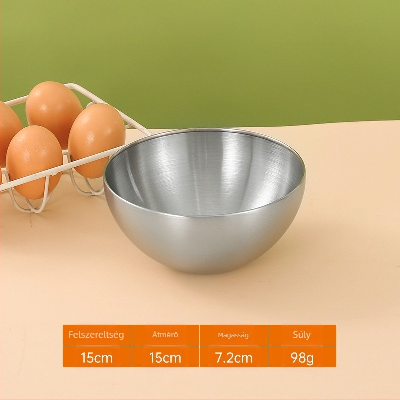 Rozsdamentes acélból készült salátás tál, modern minimál stílus, származás: Chaozhou, Kína