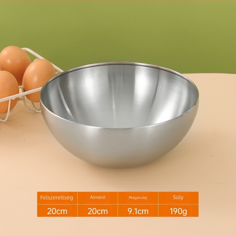 Rozsdamentes acélból készült salátás tál, modern minimál stílus, származás: Chaozhou, Kína