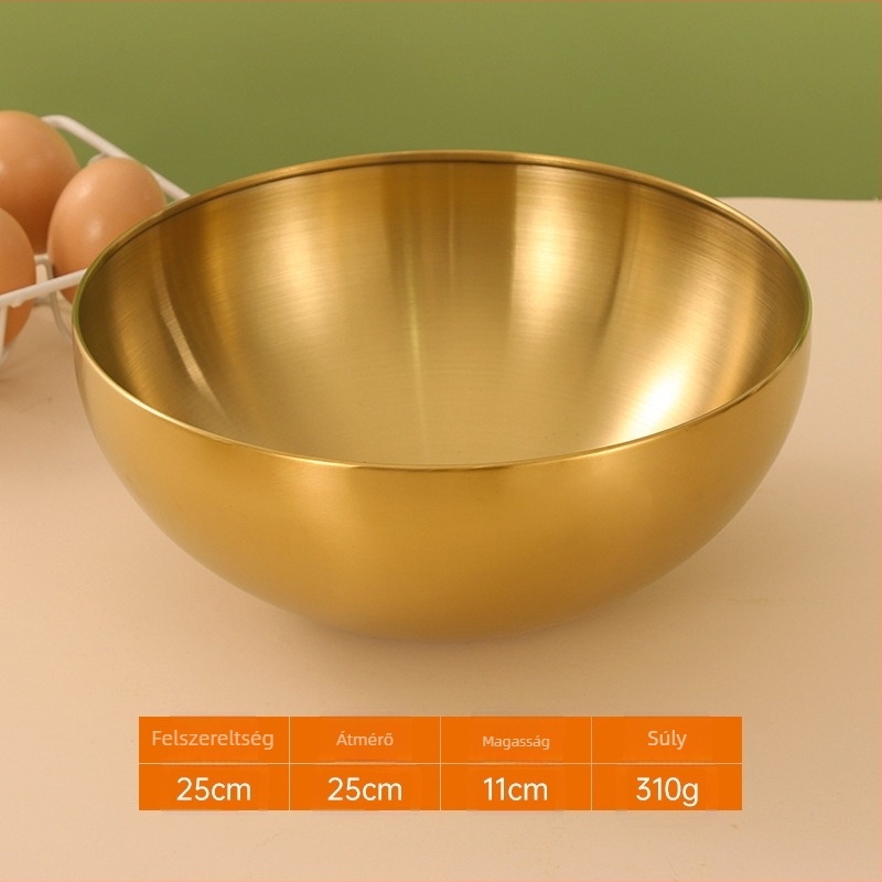 Rozsdamentes acélból készült salátás tál, modern minimál stílus, származás: Chaozhou, Kína