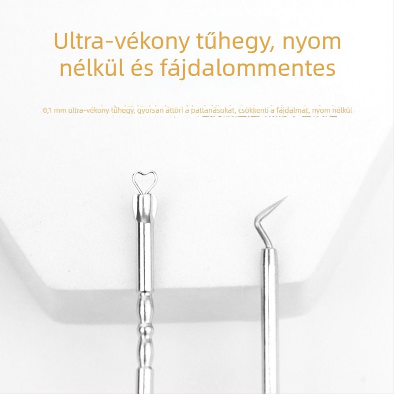 2 darabos akne tűkészlet tárolóval, rozsdamentes acélból, hordozható, többfunkciós