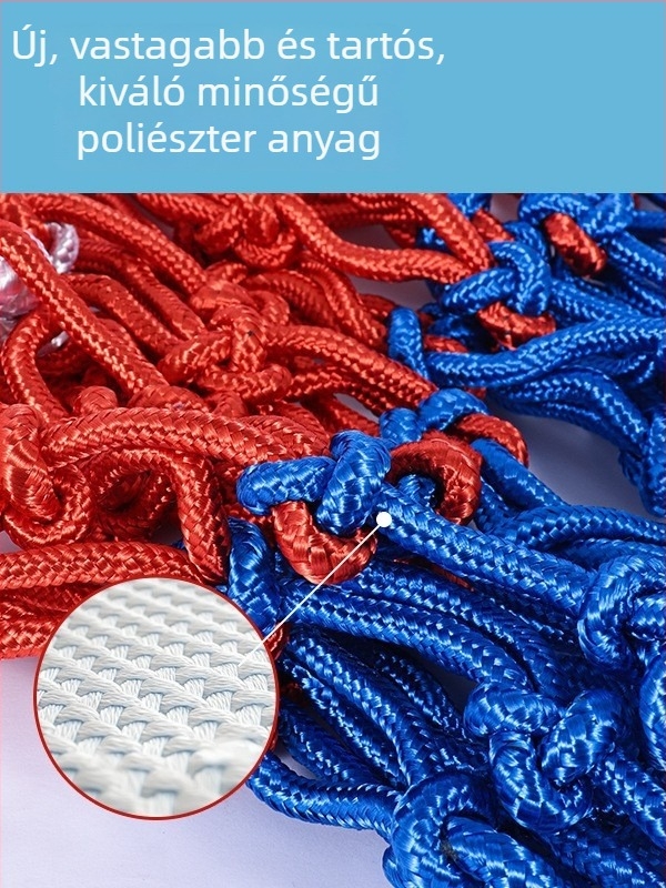 Megvastított és meghosszabbított kosárlabda háló 12 lyukkal, kopásálló, ellenálló az öregedéssel szemben, rugalmas és tartós, univerzális standard kosárhoz