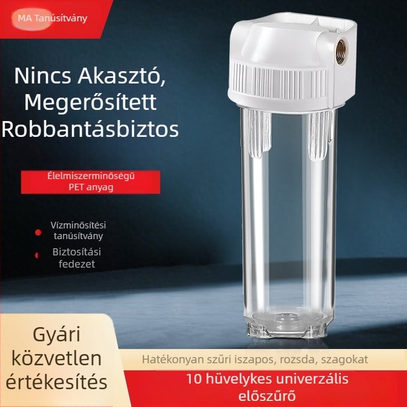 Elülső szerelésű négyportos szűrőüveg, PP gyapot, aktív szén és ultrafiltrációs membrán, réz porttal