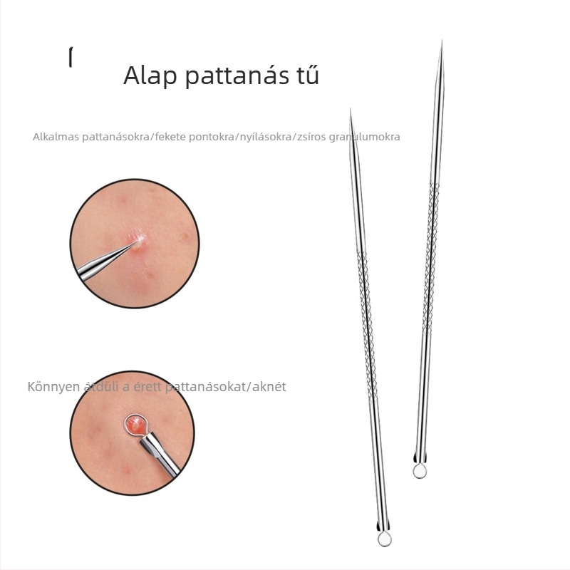Akne tűkészlet pattanások kipréseléséhez – Kezdőbarát arctisztító eszköz, rozsdamentes acél