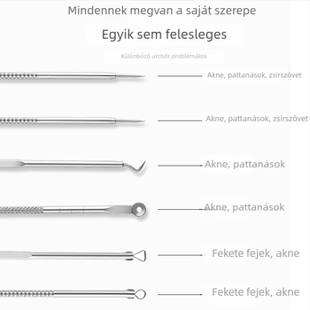 Sandi Yipin mitesszer-tű készlet, 4 darabos, kétoldalas fejjel, rozsdamentes acélból, a mitesszerek eltávolítására, tároló dobozzal