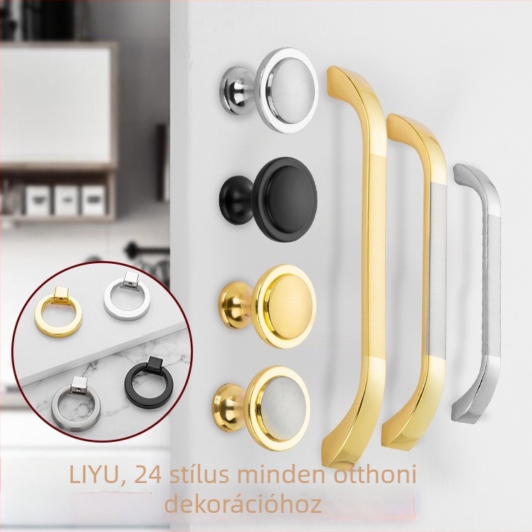 Liyu szekrényfogantyú, cinkötvözet, egylyukas kialakítás, modern minimalist stílus, szekrényajtókhoz és fiókokhoz