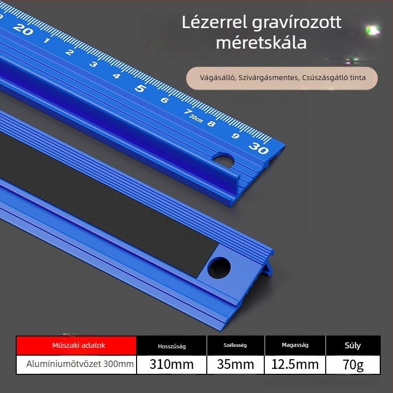 Cassiolo alumínium ötvözetes vonalzó – vastag test, védő él, rajz útmutató