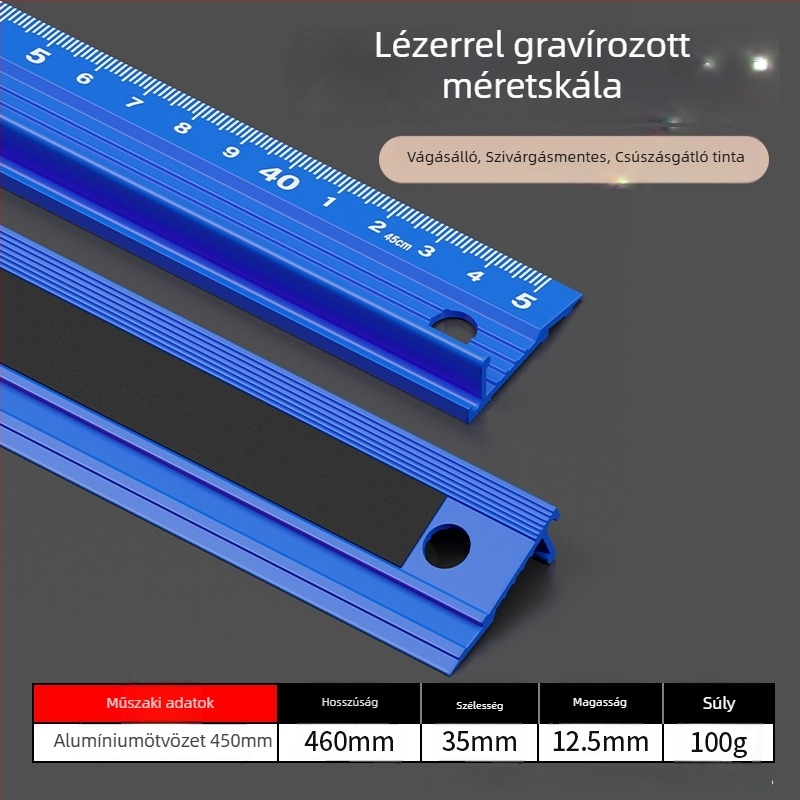 Cassiolo alumínium ötvözetes vonalzó – vastag test, védő él, rajz útmutató