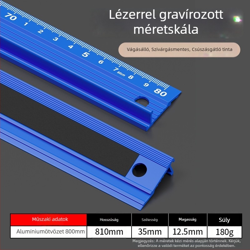 Cassiolo alumínium ötvözetes vonalzó – vastag test, védő él, rajz útmutató