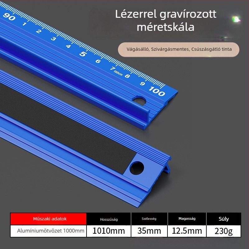 Cassiolo alumínium ötvözetes vonalzó – vastag test, védő él, rajz útmutató