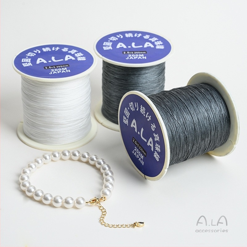 Gyöngy ékszerekhez való gyöngyfonal – kopásálló, kézzel szőtt kötél, vékony fonal nagy tekercsen
