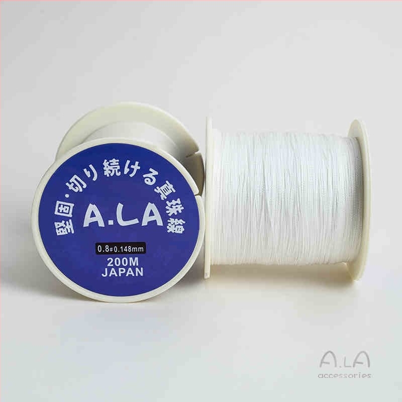 Gyöngy ékszerekhez való gyöngyfonal – kopásálló, kézzel szőtt kötél, vékony fonal nagy tekercsen