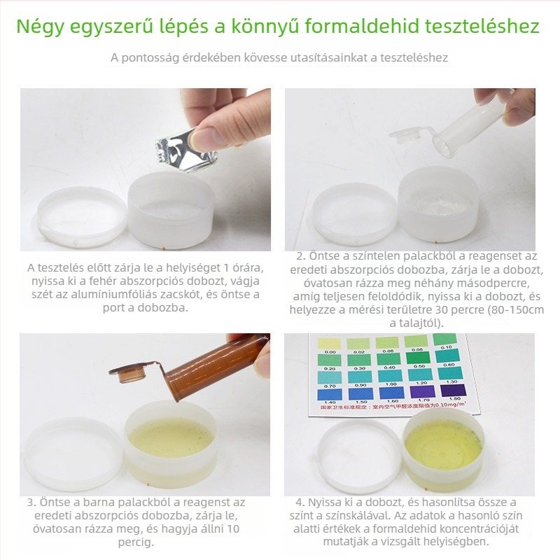 Otthoni formaldehid-detektor – önellenőrző doboz beltéri levegőhöz, tartomány 0.01-0.50, pontosság 0.01, áramellátás nélkül