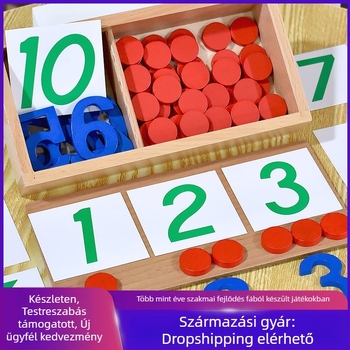 Montessori matematika tanulóeszközök: számok és chipek az idő előtti neveléshez, fa játék, 3–6 éveseknek, szellemi fejlődés, kézzel végzett tanulás, interaktív játék, szülő-gyerek kommunikáció