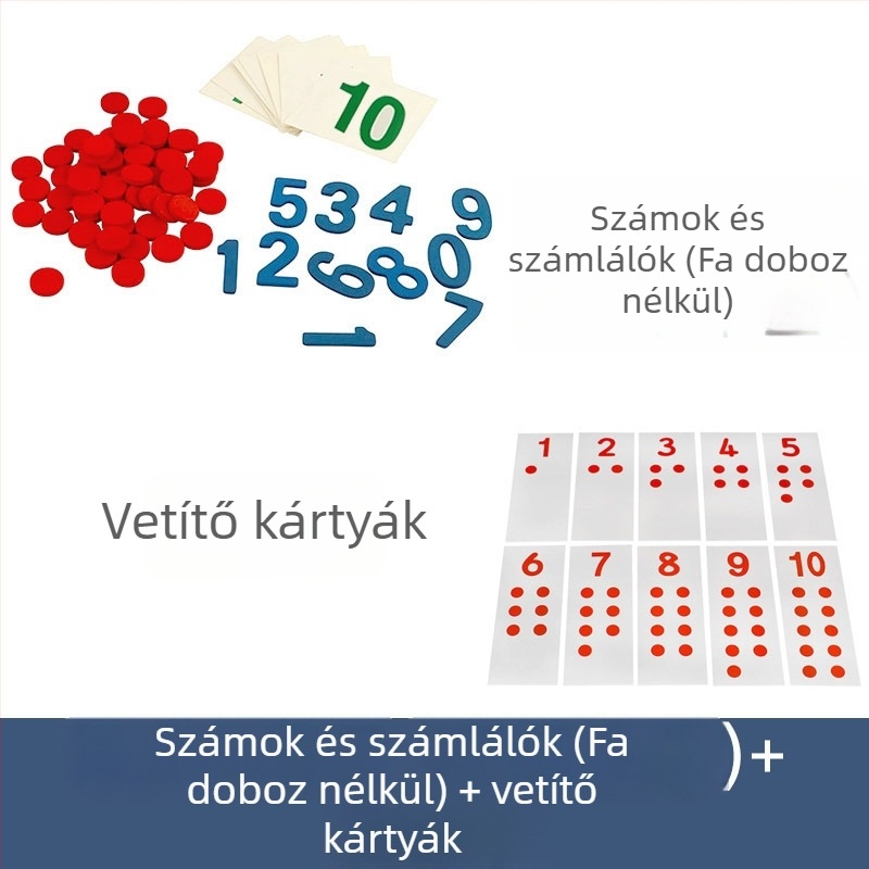 Montessori matematika tanulóeszközök: számok és chipek az idő előtti neveléshez, fa játék, 3–6 éveseknek, szellemi fejlődés, kézzel végzett tanulás, interaktív játék, szülő-gyerek kommunikáció