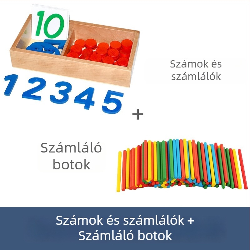 Montessori matematika tanulóeszközök: számok és chipek az idő előtti neveléshez, fa játék, 3–6 éveseknek, szellemi fejlődés, kézzel végzett tanulás, interaktív játék, szülő-gyerek kommunikáció