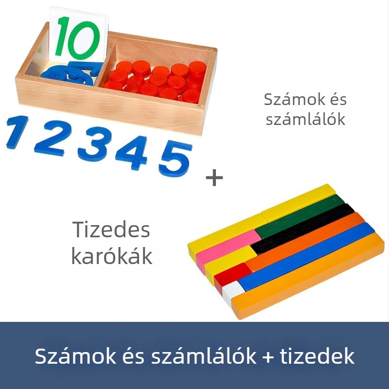 Montessori matematika tanulóeszközök: számok és chipek az idő előtti neveléshez, fa játék, 3–6 éveseknek, szellemi fejlődés, kézzel végzett tanulás, interaktív játék, szülő-gyerek kommunikáció