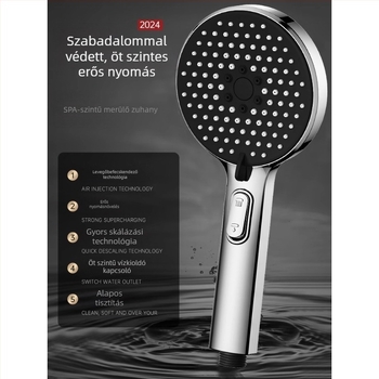 Nyomásos zuhanyfej készlet permetező és masszázs funkcióval, ABS anyagból, márka Home rhyme