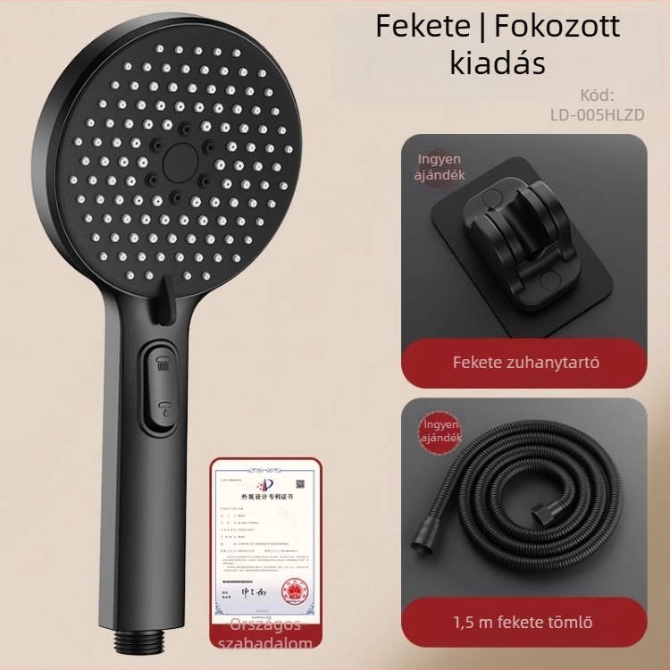 Nyomásos zuhanyfej készlet permetező és masszázs funkcióval, ABS anyagból, márka Home rhyme