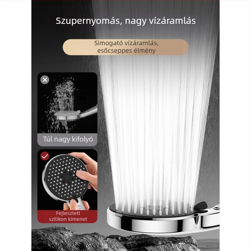 Nyomásos zuhanyfej készlet permetező és masszázs funkcióval, ABS anyagból, márka Home rhyme