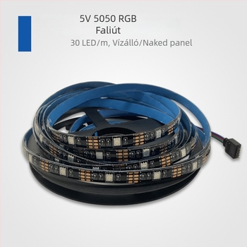 TV hátfény LED-szalag RGB 5050, 30 LED, 5V bemenet, 8W/m, távirányítós dimmelés