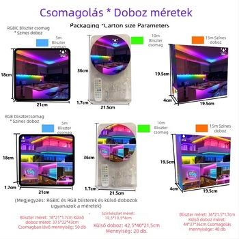 Kültéri RGBIC LED-szalag, 18 LED 5050, 5V bemenet, IP68 vízálló, fényerő szabályozható