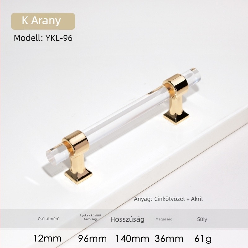 Szekrényajtó fogantyú – Modell 96 • Anyagok: akril, cink ötvözet • Stílus: modern minimalist • Alkalmazási terület: szekrényajtók