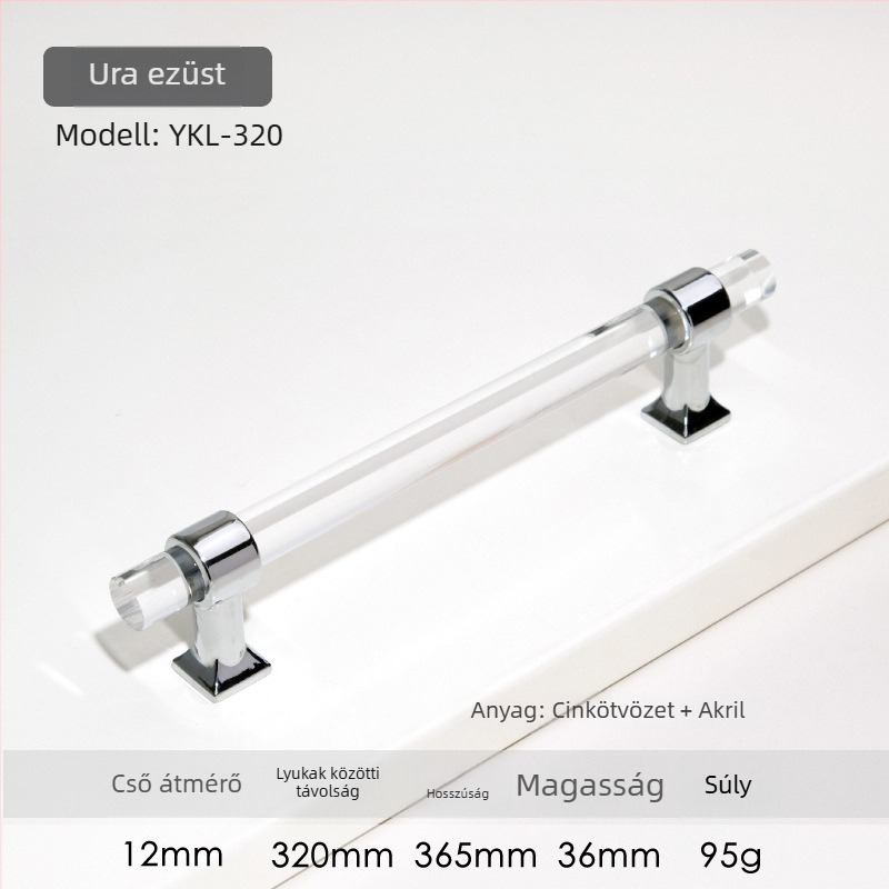 Szekrényajtó fogantyú – Modell 96 • Anyagok: akril, cink ötvözet • Stílus: modern minimalist • Alkalmazási terület: szekrényajtók