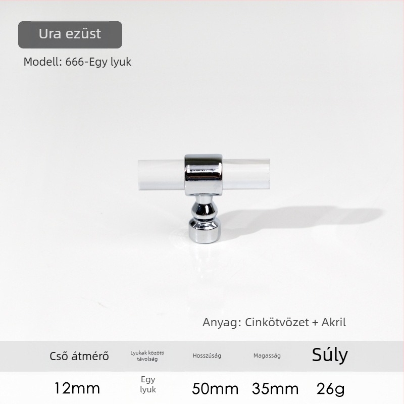Szekrényajtó fogantyú – Modell 96 • Anyagok: akril, cink ötvözet • Stílus: modern minimalist • Alkalmazási terület: szekrényajtók