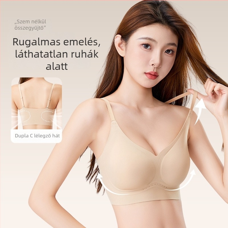 Push-up sima varrat nélküli melltartó nőknek, 3/4 kosár, oldalsó összegyűjtés, szoptatásbarát, kényelmes, nylon anyag