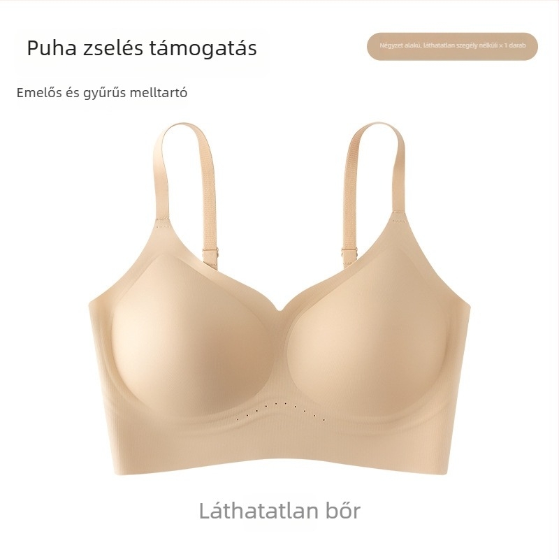 Push-up sima varrat nélküli melltartó nőknek, 3/4 kosár, oldalsó összegyűjtés, szoptatásbarát, kényelmes, nylon anyag