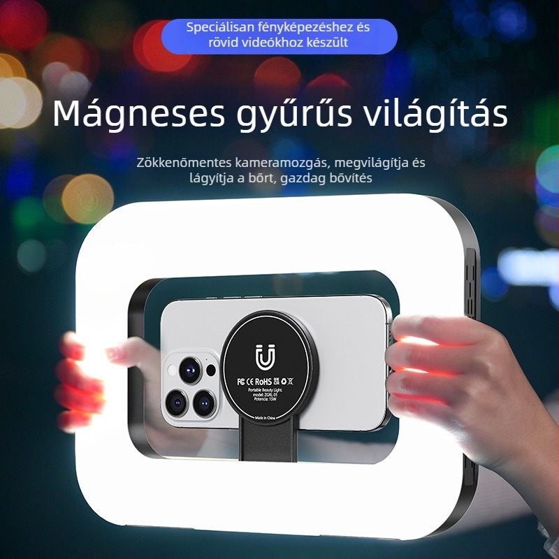 M-200rgb LED töltőfény — kézben tartható, beépített akkumulátor, 10–50W, 5V