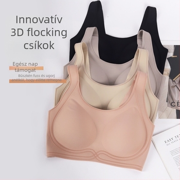 Flók mintás antibakteriális melltartó, fix kosarakkal, nyom nélküli, széles vállpántokkal, push-up, légáteresztő nylon anyag