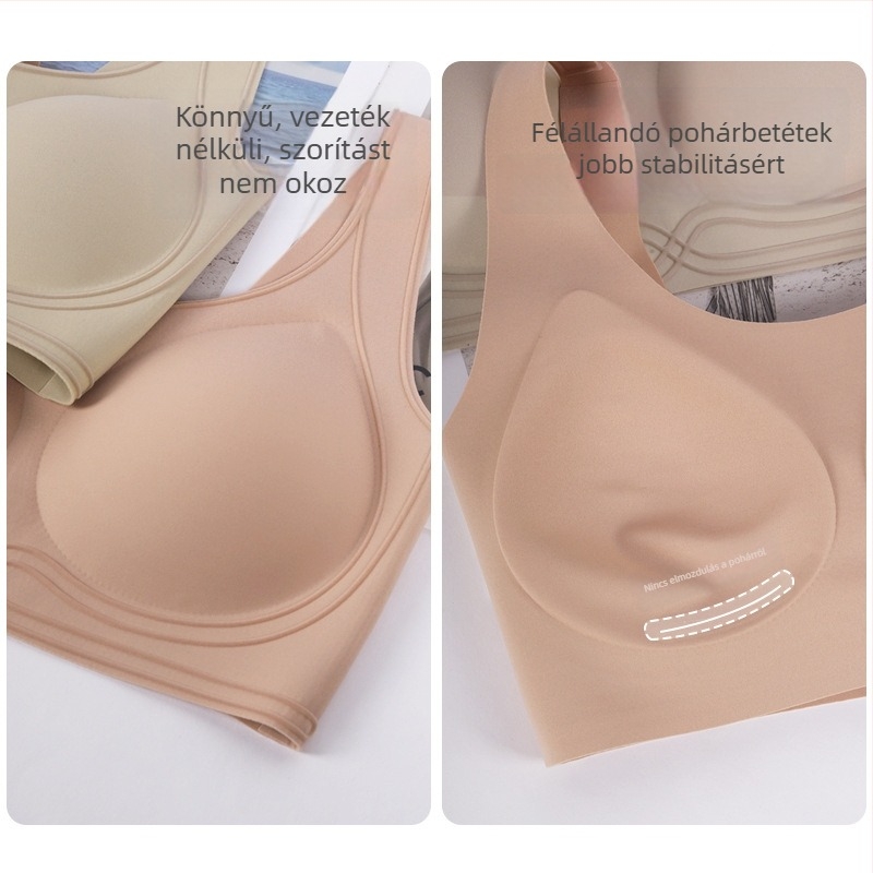 Flók mintás antibakteriális melltartó, fix kosarakkal, nyom nélküli, széles vállpántokkal, push-up, légáteresztő nylon anyag