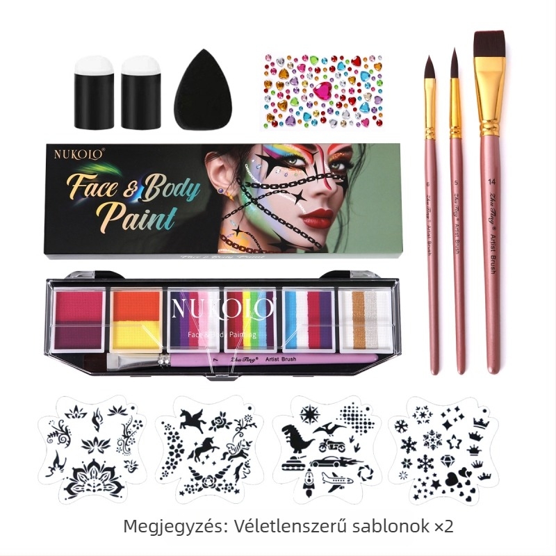 Nukolo vízfesték alapú arcfesték készlet, 161 darabos testfestő készlet dobozban