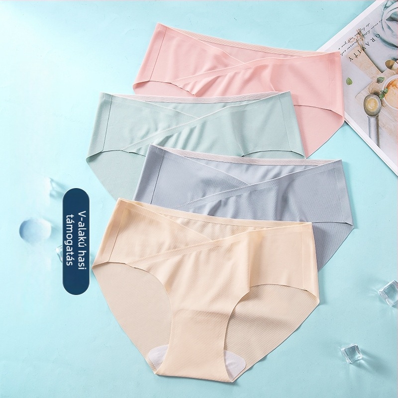 Terhességi női alsó seamless, alacsony derék, légáteresztő és gyorsan száradó, pamut belső a szeméremrésznél, Spandex/Lycra anyag