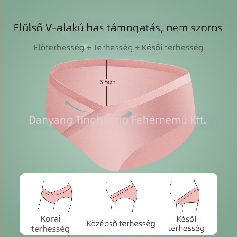 Terhességi női alsó seamless, alacsony derék, légáteresztő és gyorsan száradó, pamut belső a szeméremrésznél, Spandex/Lycra anyag