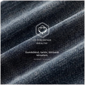 Férfi farmernadrág – Slim fit, egyenes szabás, pamut denim, mosott, négy évszakra