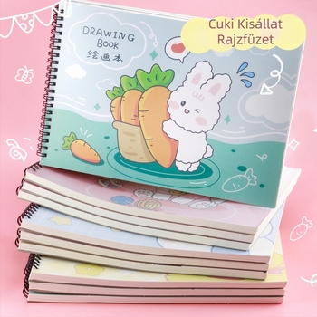 Rajzfüzet – aranyos nyuszi és lusta macska, téma tanári jutalom (Minta: YH-A4; Borító: papír; Kötéssel: szabad lapok; Papír anyag: skiccpapír; 150 gsm; Tömeg: ~298 g; Stílus: 23169906718)