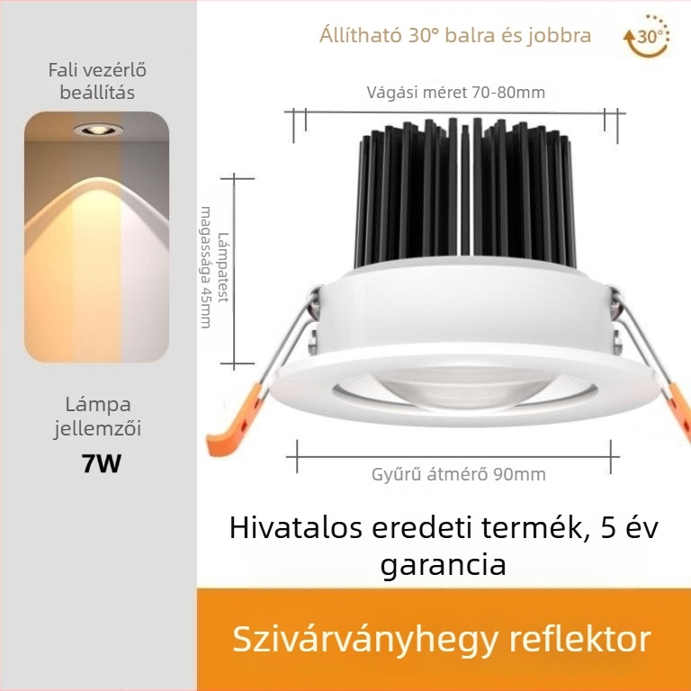 Beépített LED falikar – alumínium ház, modern minimál-design (LED fényforrás, CRI ≥95, Feszültség ≤36V, Modell PJ-CHSD)