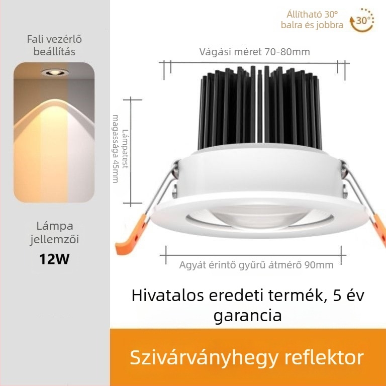 Beépített LED falikar – alumínium ház, modern minimál-design (LED fényforrás, CRI ≥95, Feszültség ≤36V, Modell PJ-CHSD)