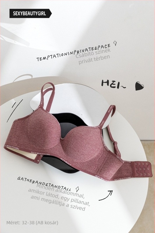 Push-Up nylon melltartó, 3/4 kosár, Levehető vállpántok, Hátsó három sor kapocsos záródás, Egy darabos kialakítás