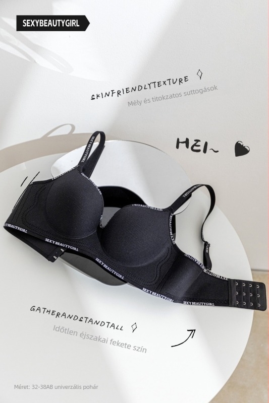 Push-Up nylon melltartó, 3/4 kosár, Levehető vállpántok, Hátsó három sor kapocsos záródás, Egy darabos kialakítás