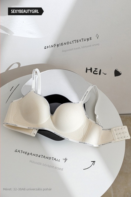 Push-Up nylon melltartó, 3/4 kosár, Levehető vállpántok, Hátsó három sor kapocsos záródás, Egy darabos kialakítás