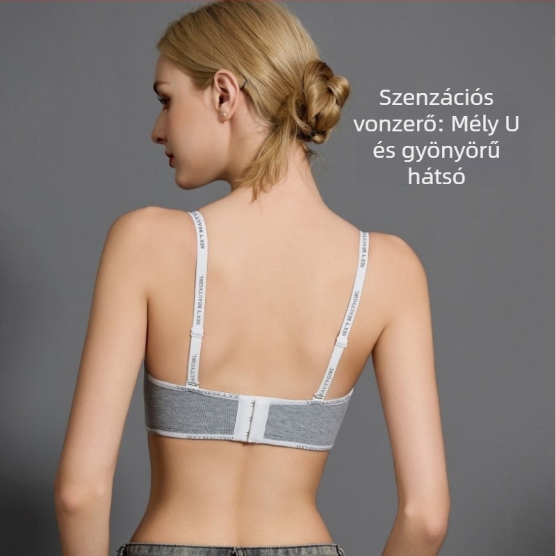 Push-Up nylon melltartó, 3/4 kosár, Levehető vállpántok, Hátsó három sor kapocsos záródás, Egy darabos kialakítás