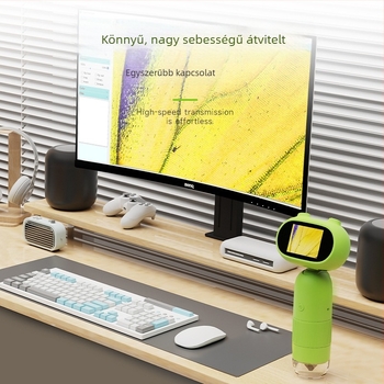 Gyerekeknek szánt digitális elektronmikroszkóp kijelzővel, kézben tartható, hordozható, HD kijelző, rajzfilmszerű dizájn, tudományos és oktatási ajándék