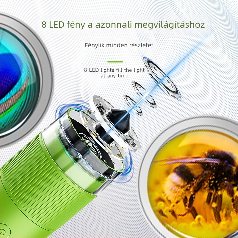 Gyerekeknek szánt digitális elektronmikroszkóp kijelzővel, kézben tartható, hordozható, HD kijelző, rajzfilmszerű dizájn, tudományos és oktatási ajándék