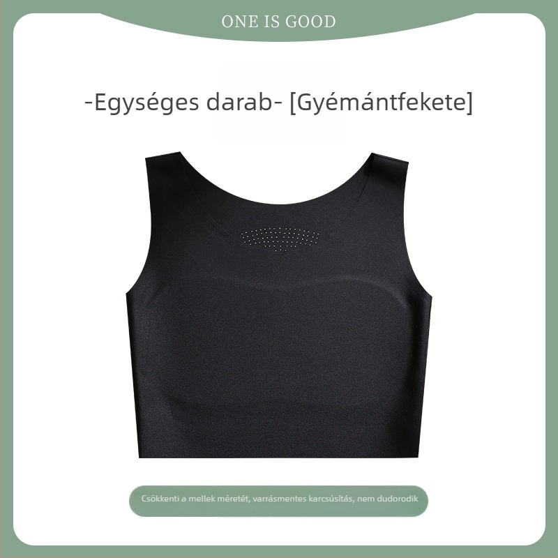 Egyszerű, varrat nélküli melltartó-vest, légáteresztő és kényelmes, rögzített dupla vállpántokkal, vékony formázott kosarakkal, pamut béléssel, anyag: nylon-spandex
