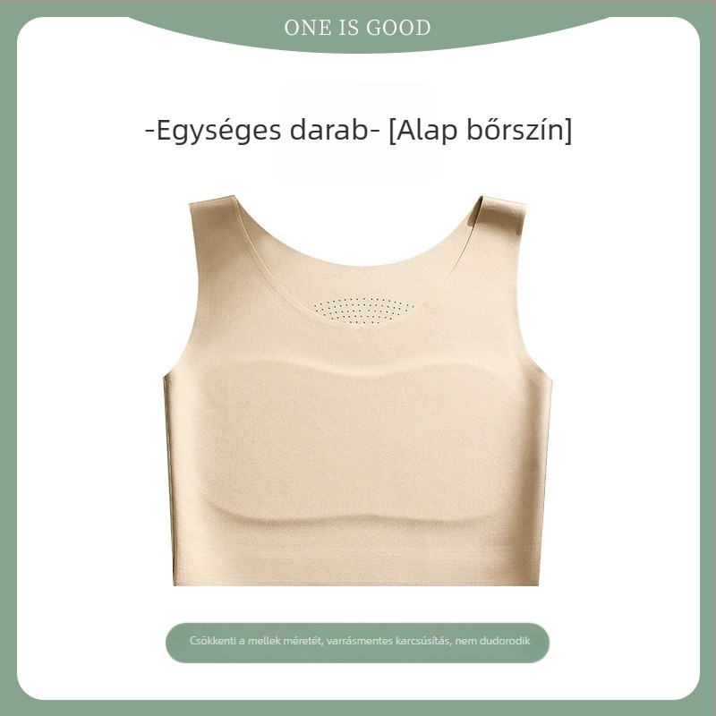 Egyszerű, varrat nélküli melltartó-vest, légáteresztő és kényelmes, rögzített dupla vállpántokkal, vékony formázott kosarakkal, pamut béléssel, anyag: nylon-spandex