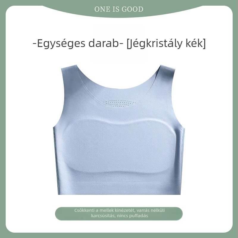 Egyszerű, varrat nélküli melltartó-vest, légáteresztő és kényelmes, rögzített dupla vállpántokkal, vékony formázott kosarakkal, pamut béléssel, anyag: nylon-spandex