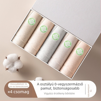 Női pamut alsónemű középmagas derekú, antibakteriális és lélegző tulajdonságokkal, sima szövésű, egyszínű mintázat.